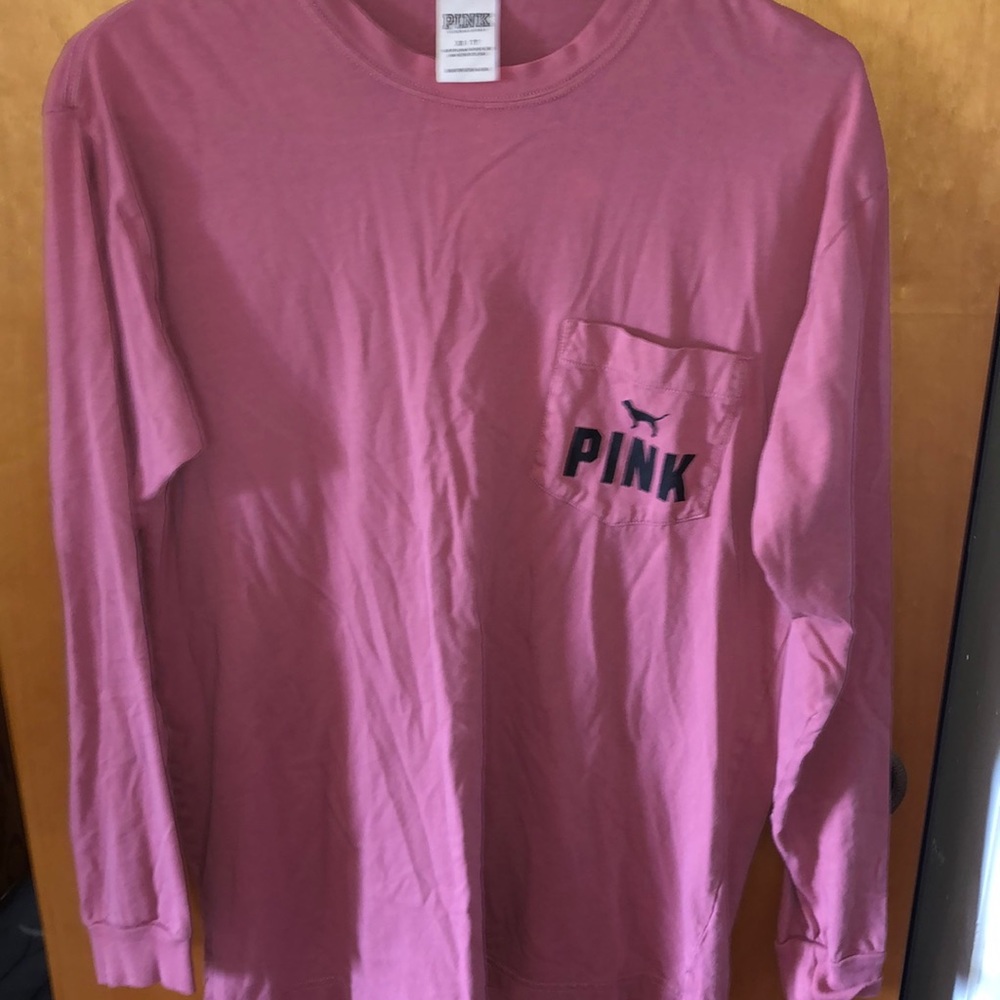Pink brand, xs, darker pink with black writing
